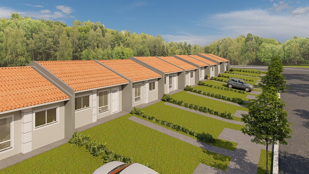 Perspectiva elevada do conjunto residencial